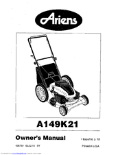 Ariens A149K21 (96136000) Owner's Manual