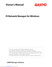 Sanyo PJ Network Manager Owner's Manual