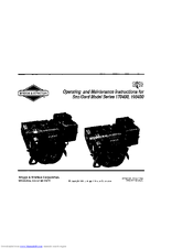 Briggs & Stratton Sno/Gard 190400 Series Operating And Maintenance Instructions Manual