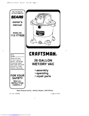 Craftsman 113.177630 Owner's Manual