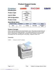 Ricoh FAX1180L Product Support Manual