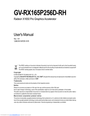 Gigabyte GV-RX165P256D-RH User Manual