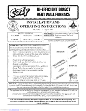 COZY HEDV404A and Installation And Operating Instructions Manual