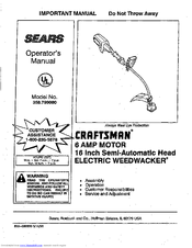 Craftsman Weedwacker 358.799080 Operator's Manual
