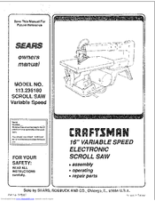 Sears Craftsman 113.236180 Owner's Manual