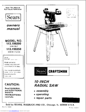 Sears Craftsman 113.199200 Owner's Manual