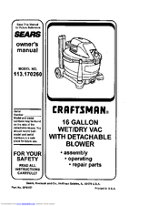 Sears Craftsman 113.170260 Owner's Manual