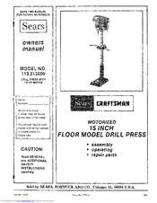Sears Craftsman 113.213850 Owner's Manual