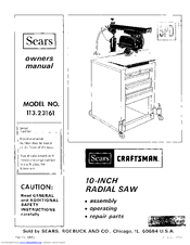 Sears Craftsman 113.23161 Owner's Manual