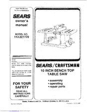 Sears Craftsman 113.221770 Owner's Manual