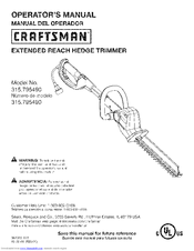 Craftsman 315.795490 Operator's Manual