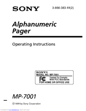 Sony MP-7001 Operating Instructions Manual