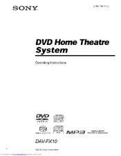 SONY DAV-FX10 - Dvd Dream System Operating Instructions Manual