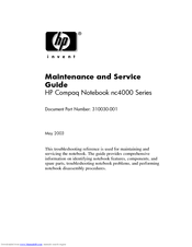HP nc4000 - Notebook PC Maintenance And Service Manual