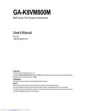 Gigabyte GA-K8VM800M User Manual