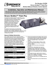 Greenheck Grease Grabber Triple Play 474753 Installation, Operation And Maintenance Manual