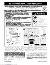 Frigidaire FGGF301DNW Installation Instructions Manual