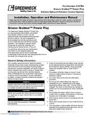 Greenheck Grease Grabber Power Play Installation, Operation And Maintenance Manual