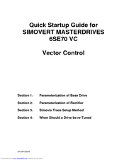 Siemens SIMOVERT MASTERDRIVES 6SE70 VC Quick Start Manual