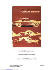 Volvo 1800S Instruction Book