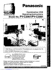 PANASONIC Omnivision VHS PV-C2081 Operating Instructions Manual