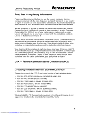 Lenovo B475 Regulatory Notice