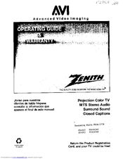 ZENITH PV4663RK Operation Manual & Warranty