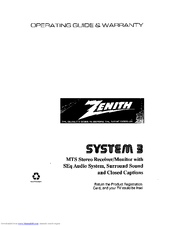 ZENITH SYSTEM 3 Series Operating Manual & Warranty