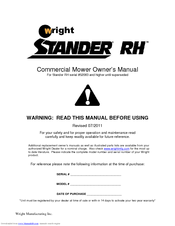 Wright Manufacturing Stander RH 52083 Owner's Manual