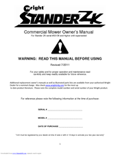 Wright Manufacturing Stander ZK 55138 Owner's Manual