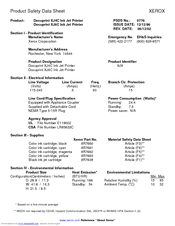 Xerox DocuPrint XJ6C Product Safety Data Sheet