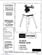 Sears Craftsman 113.199300 Owner's Manual
