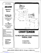 CRAFTSMAN 113.198611 Operators Operator's Manual