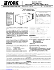 York SUNLINE 2000 D2CG 072 Installation Instructions Manual