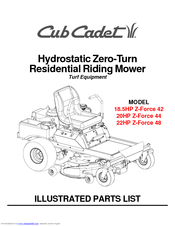 Cub Cadet 18.5HP Z-Force 42 Illustrated Parts List