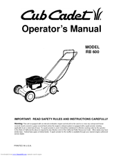 Cub Cadet RB 600 Operator's Manual