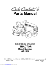 Cub Cadet GT 2521 Parts Manual