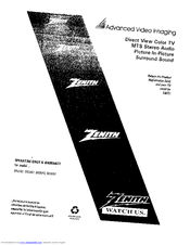 Zenith SR3287 Operating Manual & Warranty