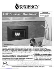 Regency Sunrise U32S-NG5 Owners & Installation Manual