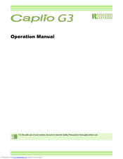 Ricoh Caplio G3 Operation Manual