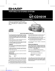 Sharp QT-CD161H Operation Manual