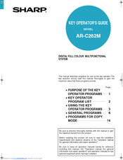 Sharp AR-C262M Key Key Operator's Manual