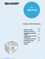 Sharp AR-F151 Facsimile Operation Manual