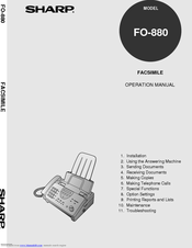 Sharp FO-880 Operation Manual