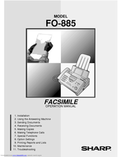 Sharp FO-885 Operation Manual