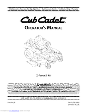 Cub Cadet Z-Force S 48 Operator's Manual
