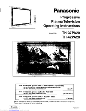 PANASONIC Viera TH-37PA20 Operating Instructions Manual
