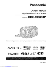 PANASONIC HDC-SD800P Owner's Manual