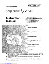 OLYMPUS Stylus m 840 Instruction Manual