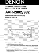 Denon AVR-2802 Operating Instructions Manual
